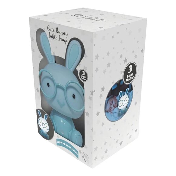 NEW Kawaii Blue Bunny with Glasses Table Lamp for Kids Room or Nursery - Picture 2 of 3